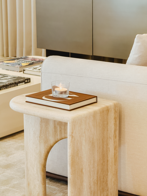 ARC+ Petite Side Table – Italian Ivory Travertine