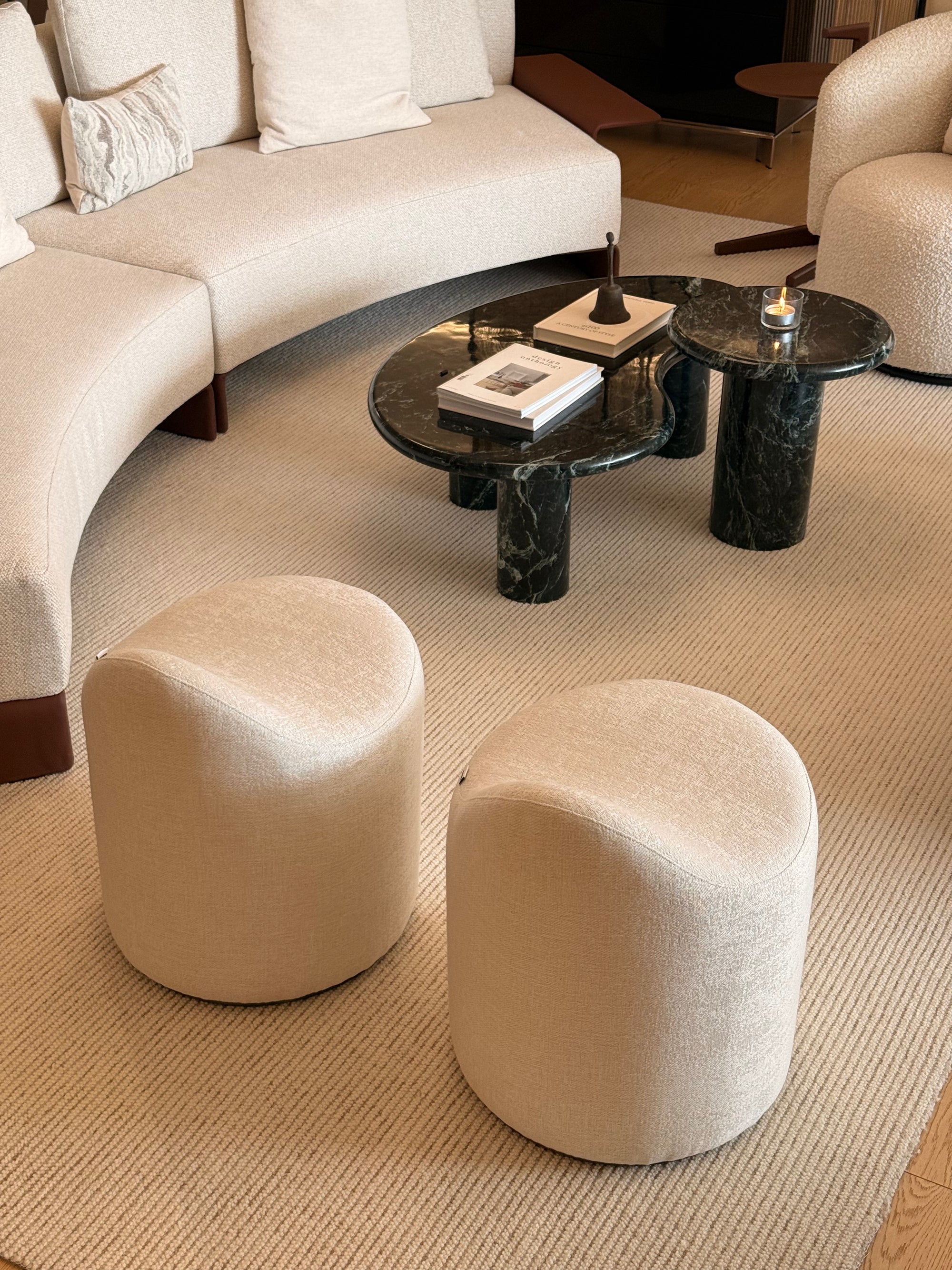 Vesper Marble Coffee Table Set in Italian Verde Alpi Marble