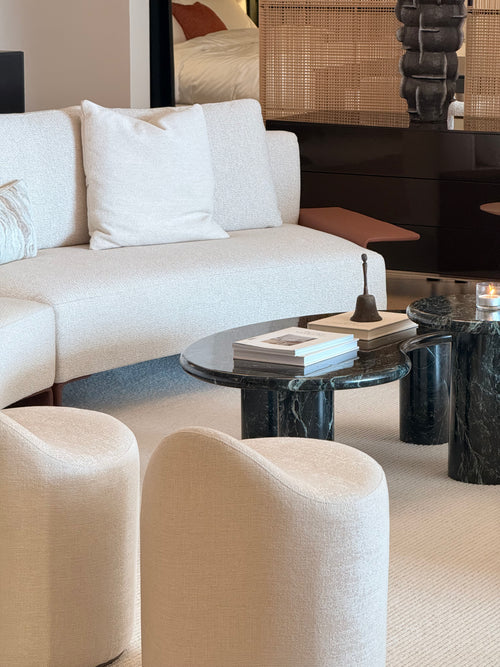 Vesper Marble Coffee Table Set in Italian Verde Alpi Marble