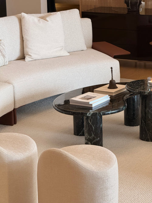 Vesper Marble Coffee Table Set in Italian Verde Alpi Marble