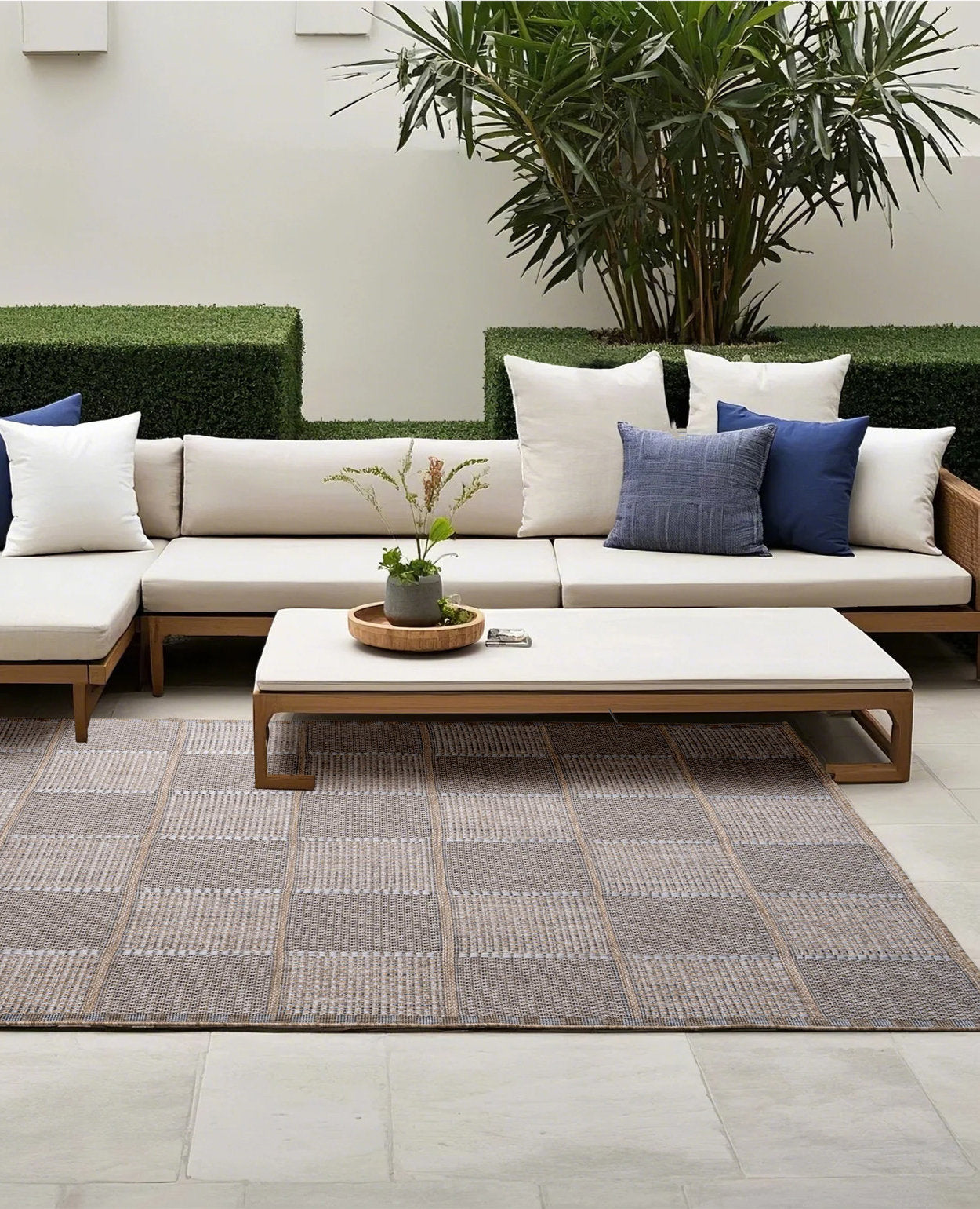 Galaxy Outdoor Rug - Indigo Drift Grid