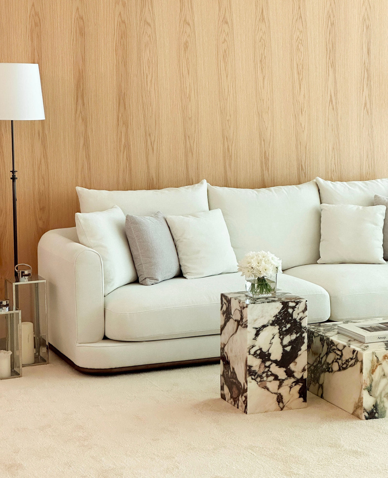 Kado Natural Calacatta Viola Marble Side Table