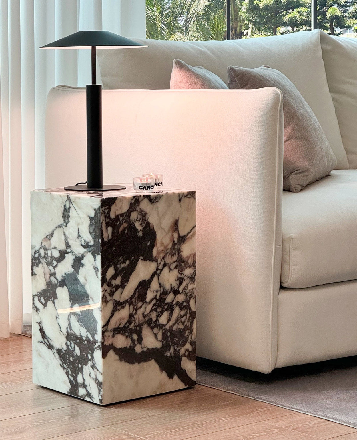Kado Natural Calacatta Viola Marble Side Table