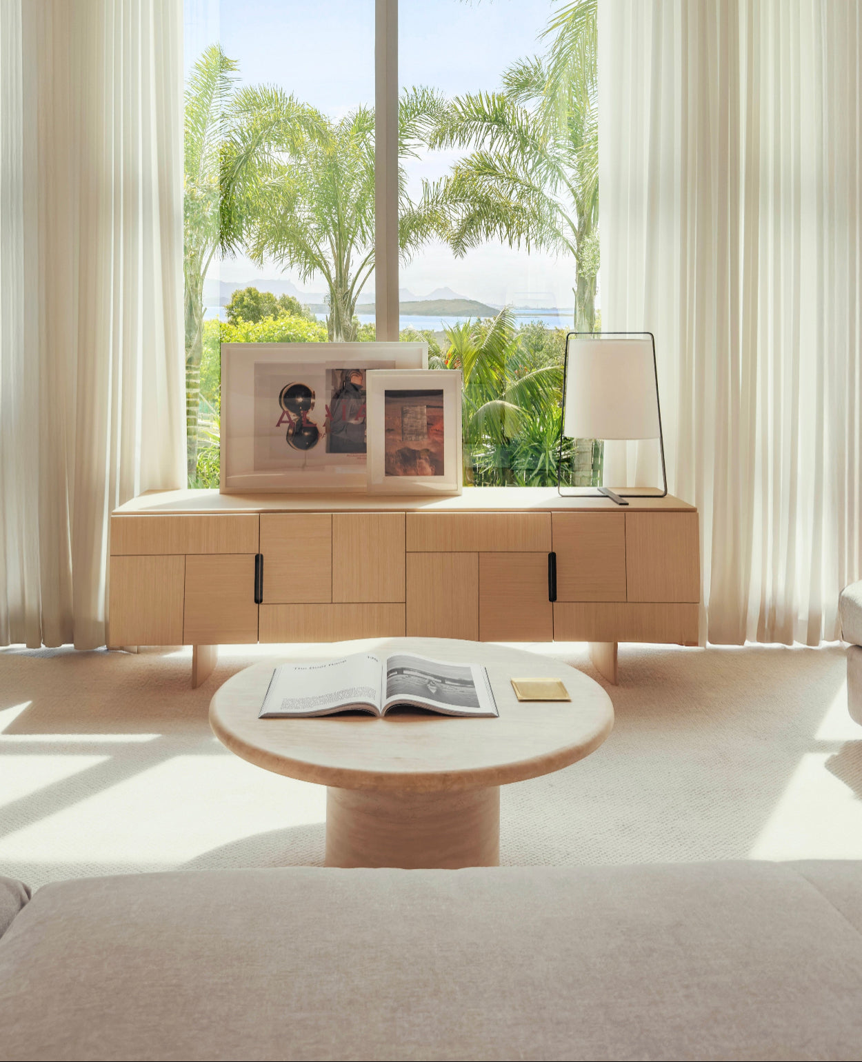 Kloss Round Travertine Coffee Table