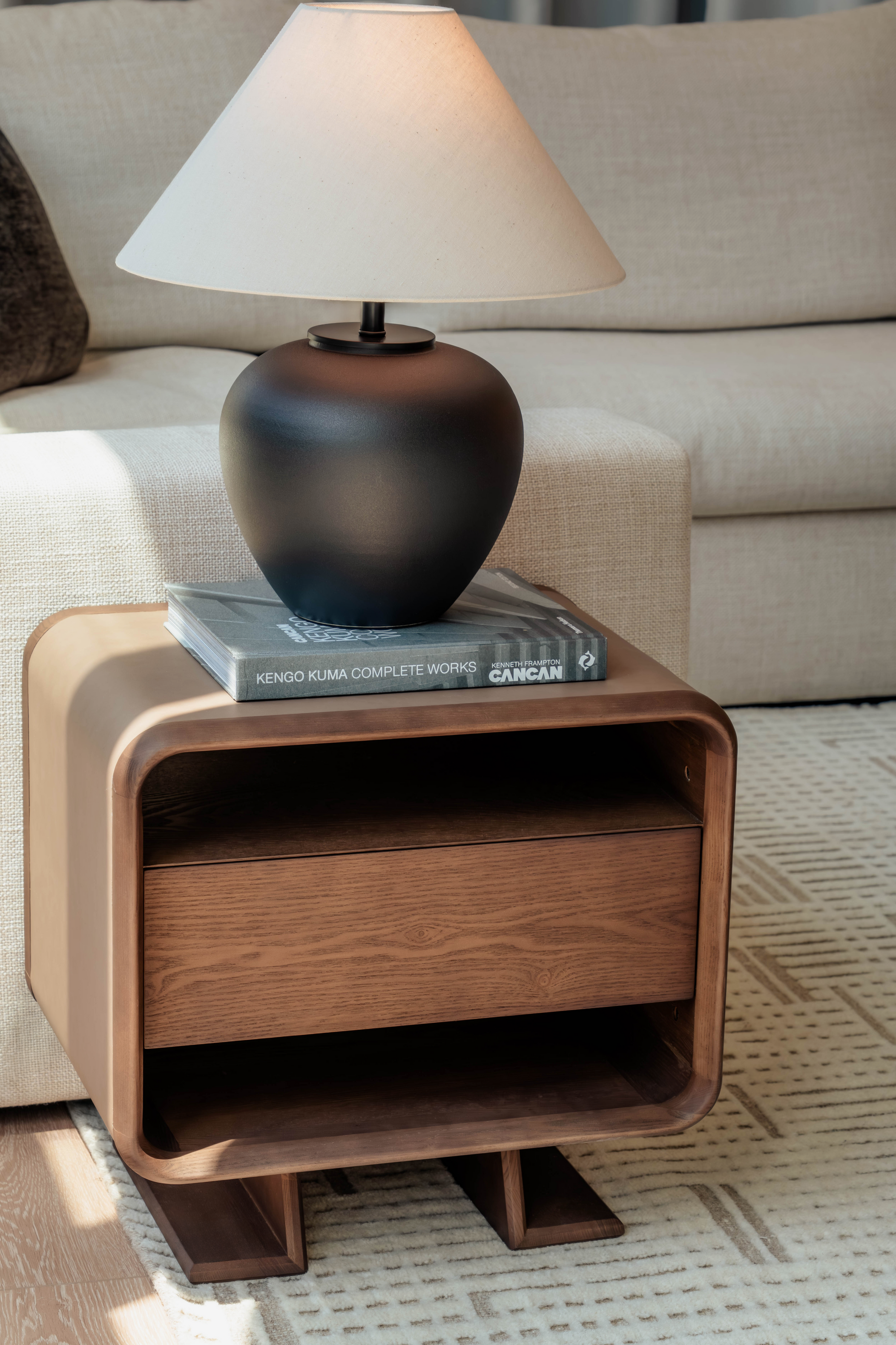 Knight Table Lamp – Matte Black Base with Fabric Shade