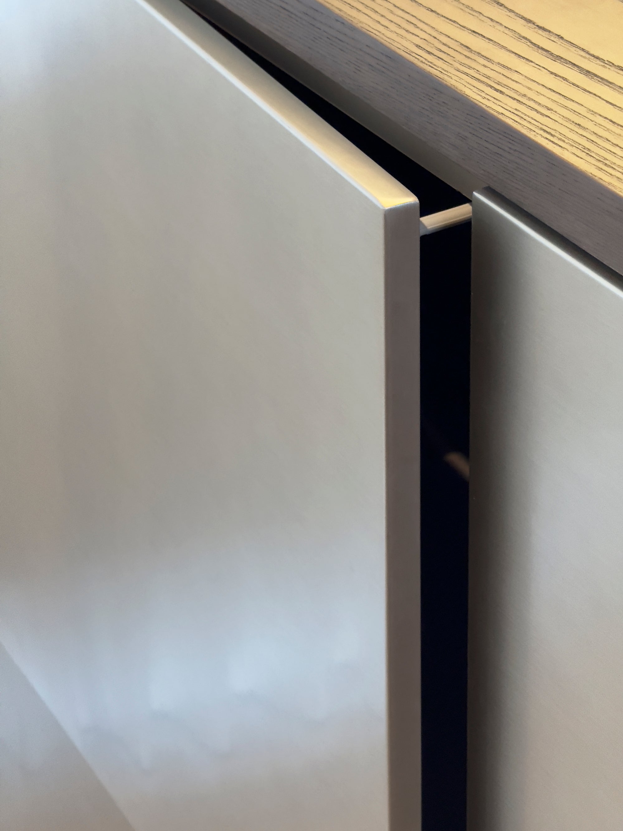 Lago Sideboard — Elm Wood & Brushed Stainless Steel