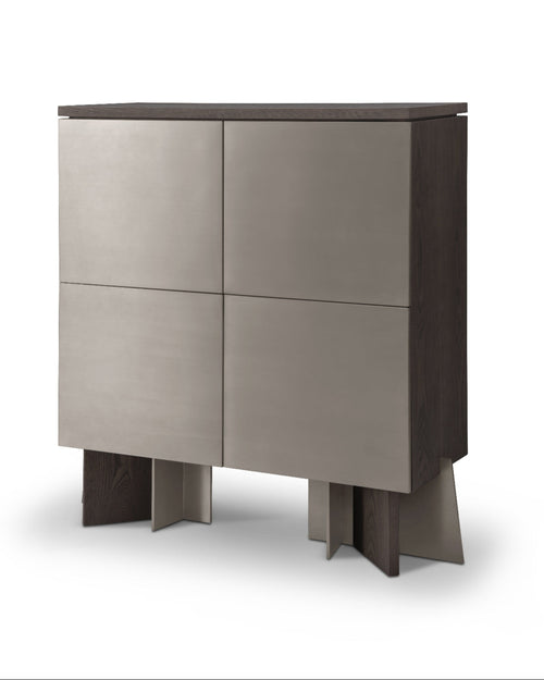 Lago Sideboard — Elm Wood & Brushed Stainless Steel