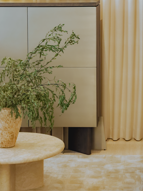 Lago Sideboard — Elm Wood & Brushed Stainless Steel