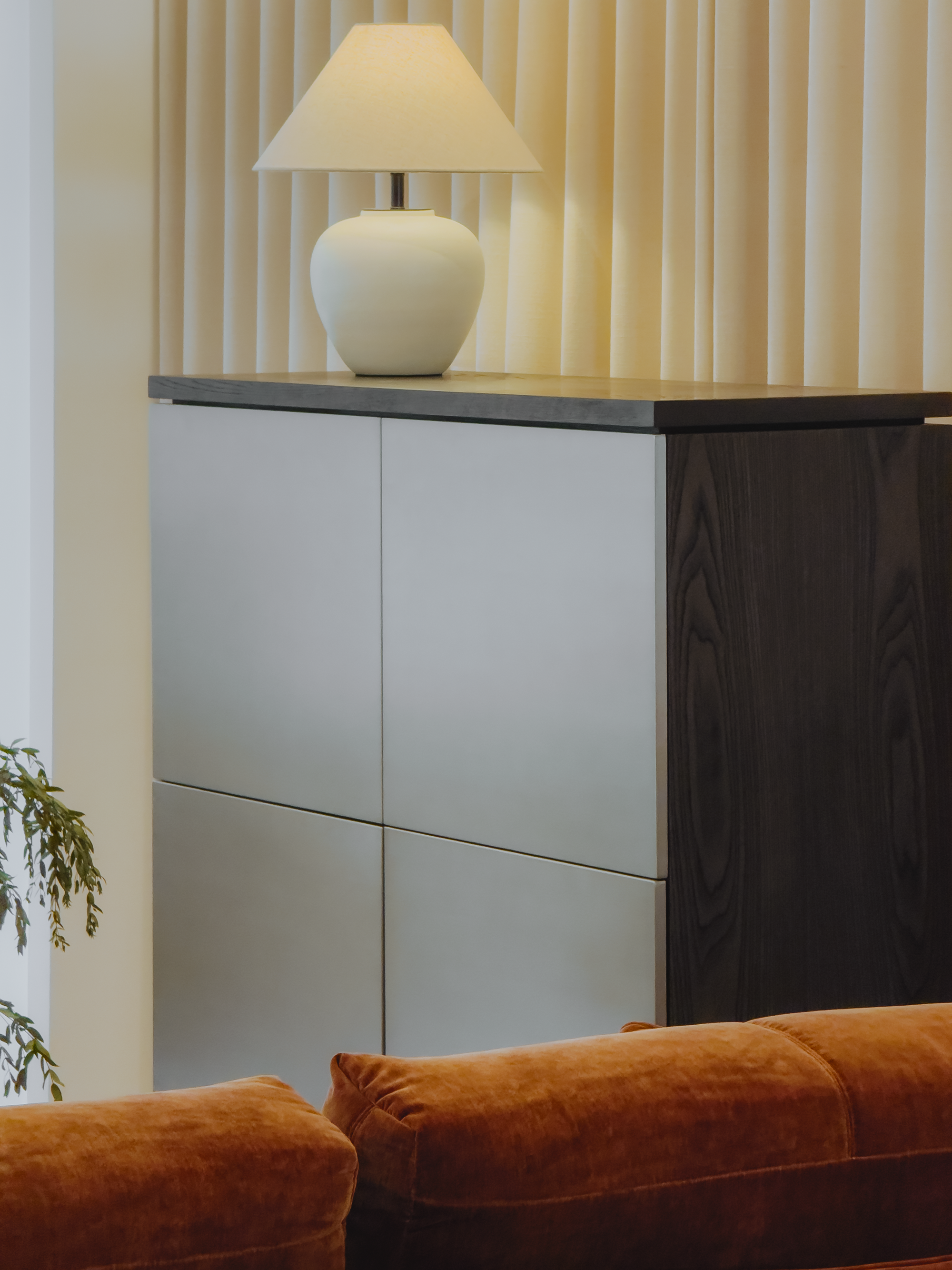 Lago Sideboard — Elm Wood & Brushed Stainless Steel