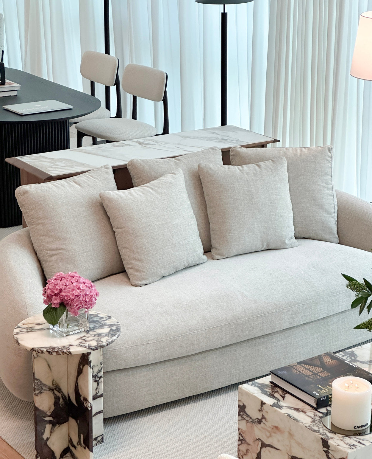 [NEW] Laurent Natural Marble Side Table - Calacatta Viola