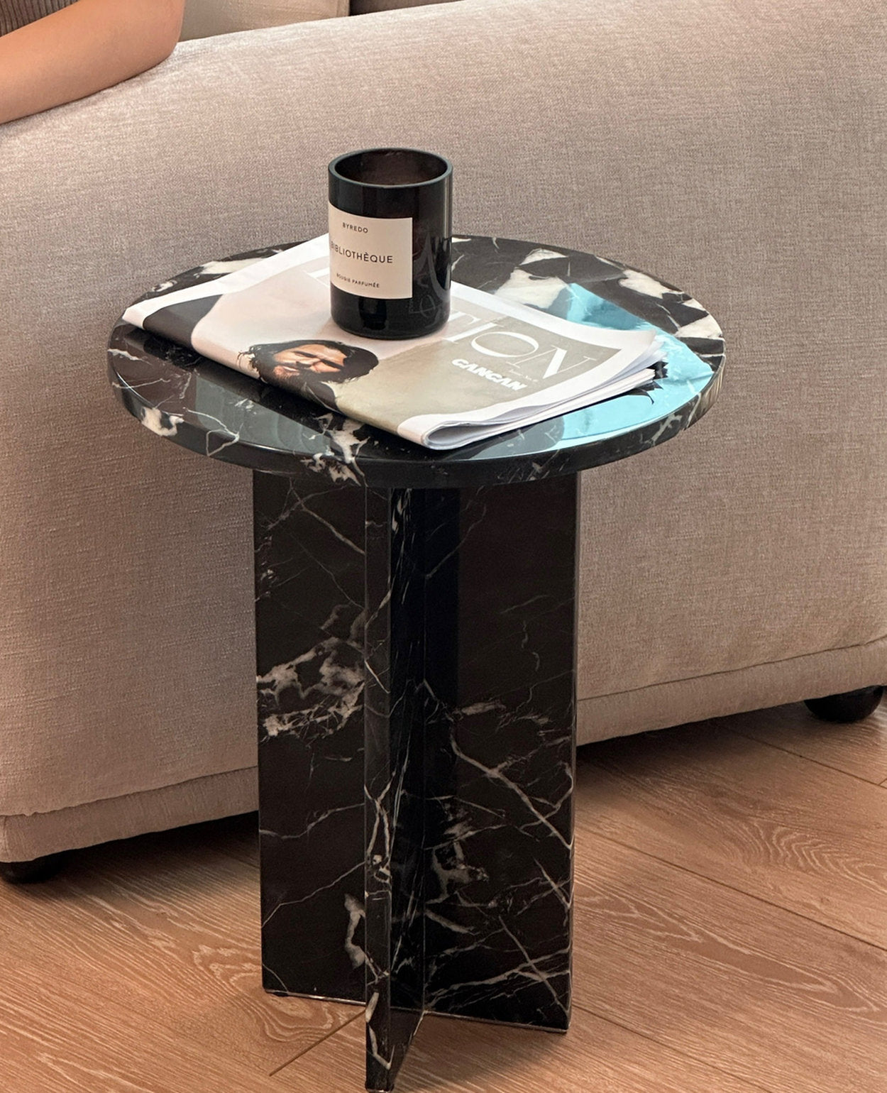 [NEW] Laurent Natural Marble Side Table - Grand Antique