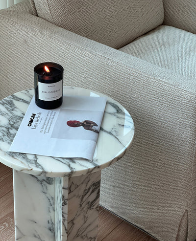 [NEW] Laurent Natural Marble Side Table - White Arabescato