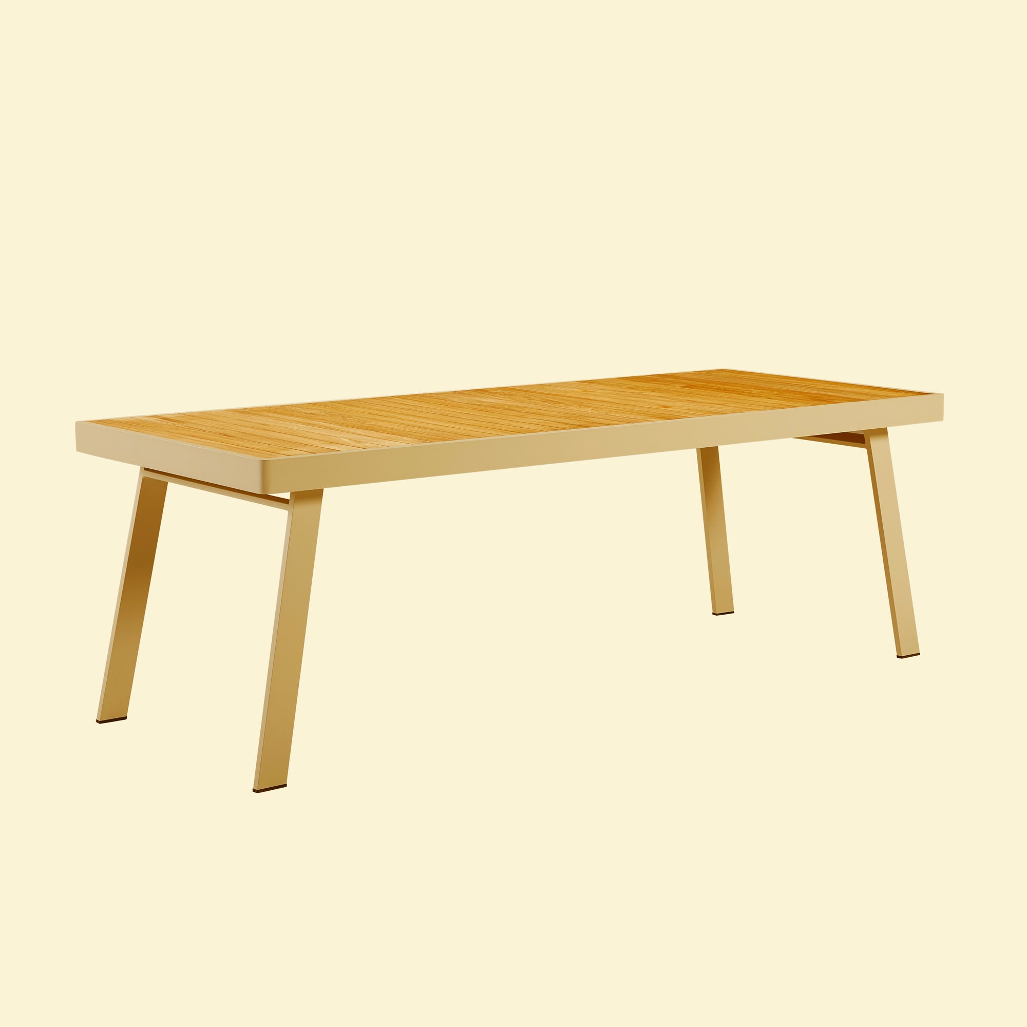 Nofi 6-Seater Outdoor Dining Set – Teak Wood & Pebble Aluminum