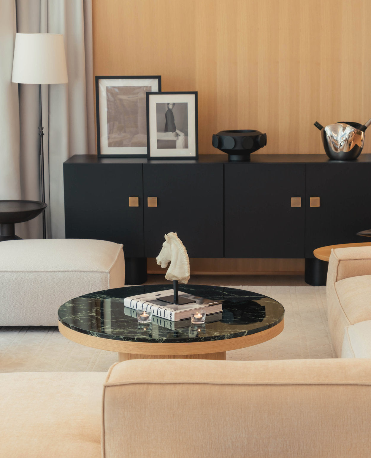 Orion Coffee Table – Italian Verde Alpi Marble & Oak Base