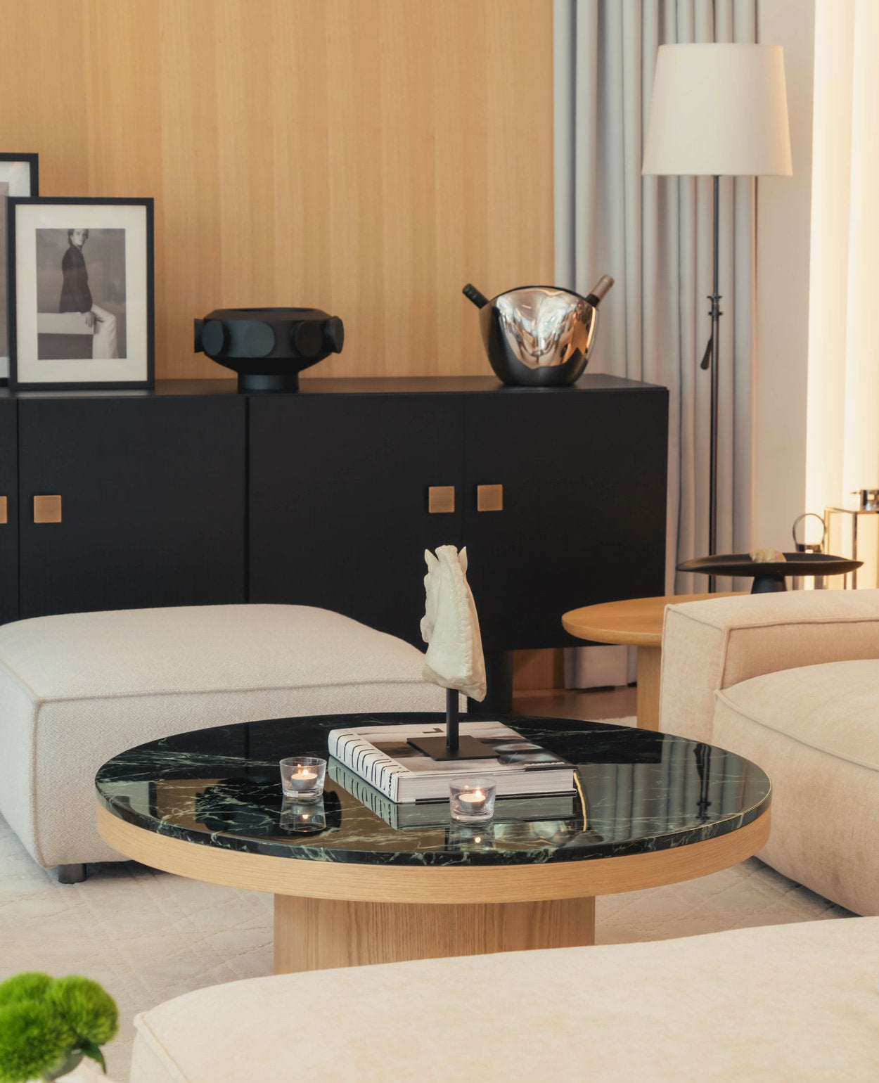 Orion Coffee Table – Italian Verde Alpi Marble & Oak Base