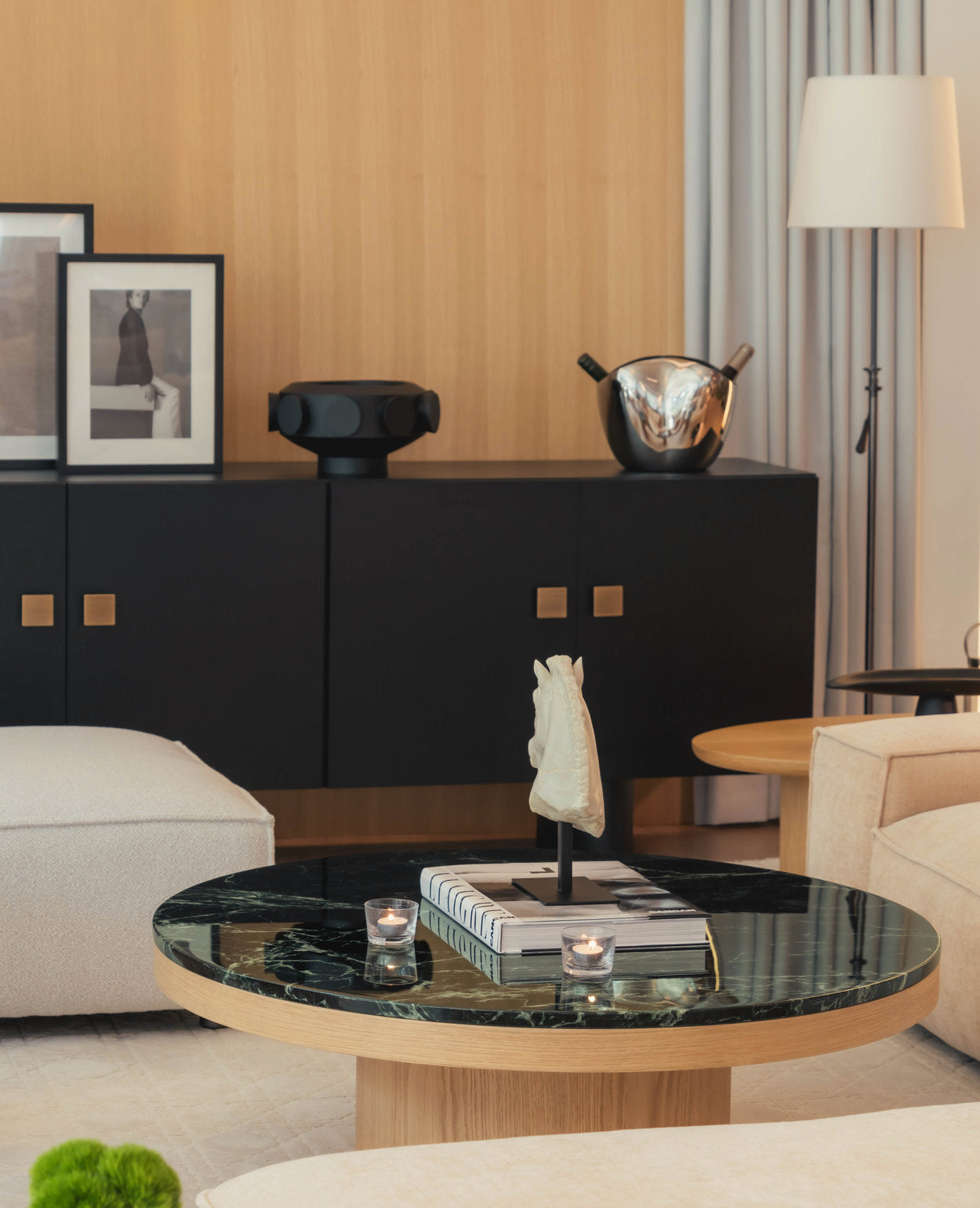 Orion Coffee Table – Italian Verde Alpi Marble & Oak Base