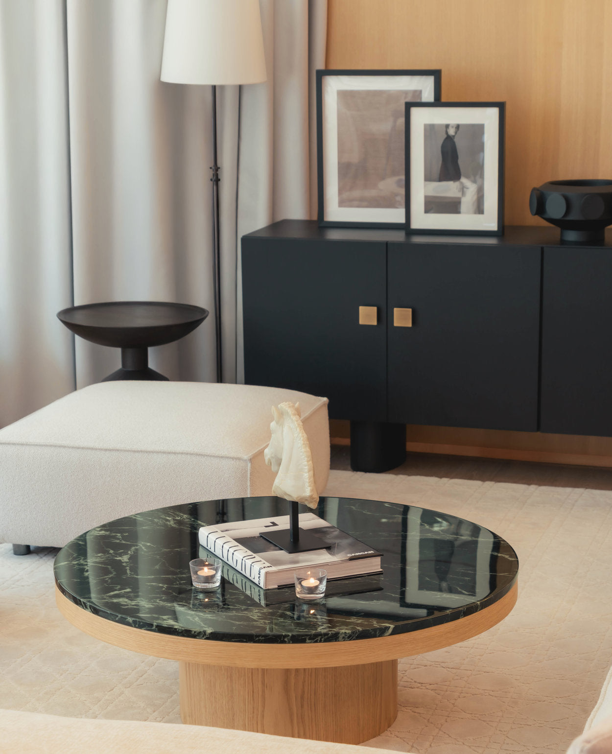 Orion Coffee Table – Italian Verde Alpi Marble & Oak Base