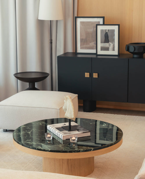 Orion Coffee Table – Italian Verde Alpi Marble & Oak Base