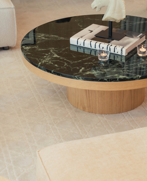 Orion Coffee Table – Italian Verde Alpi Marble & Oak Base