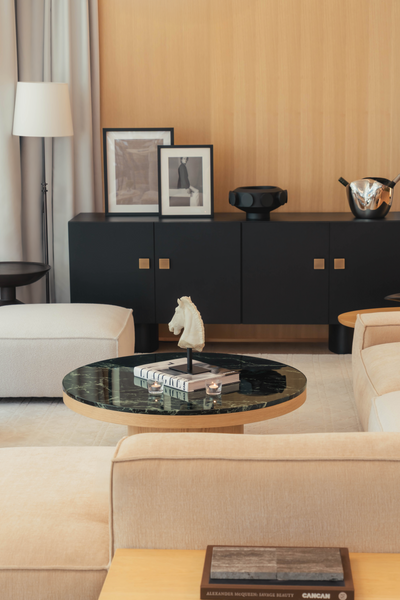 Orion Coffee Table – Italian Lapponia Green Marble & Oak Base