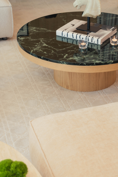 Orion Coffee Table – Italian Lapponia Green Marble & Oak Base