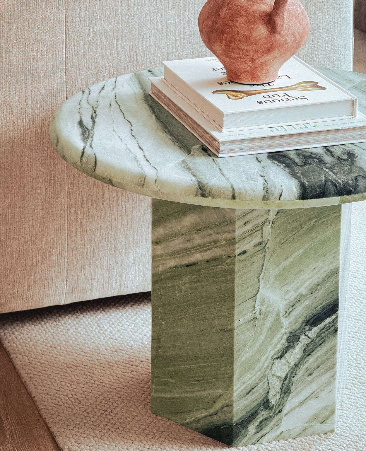 Paloma Round Side Table - Himalayan Green Marble