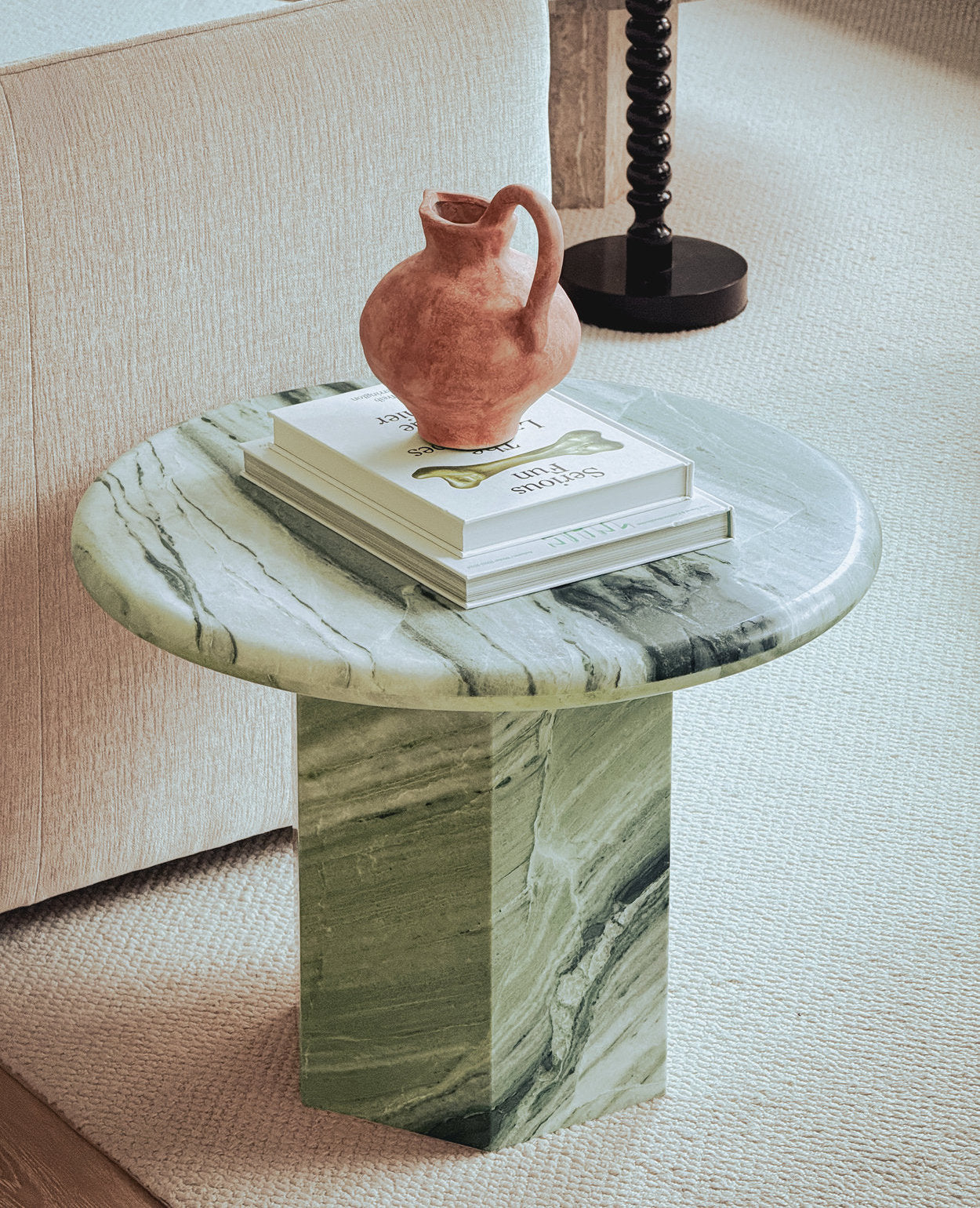 Paloma Round Side Table - Himalayan Green Marble