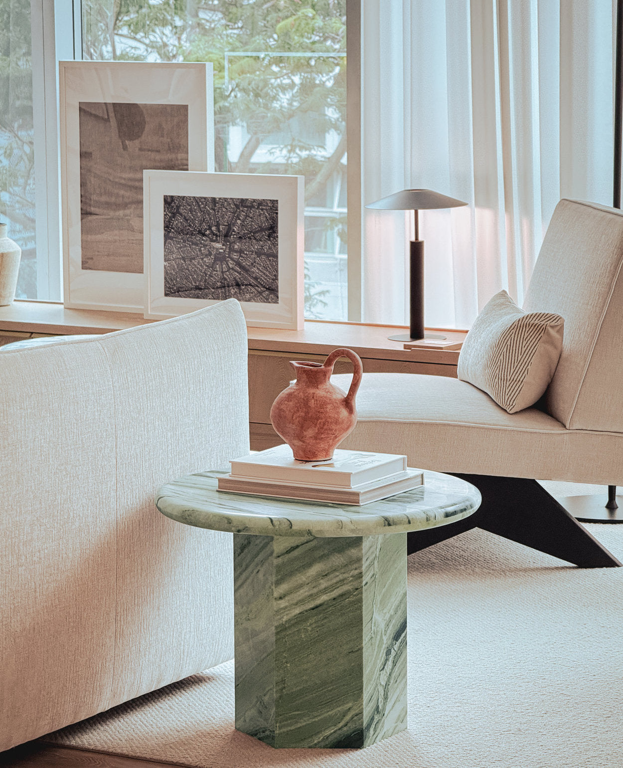 Paloma Round Side Table - Himalayan Green Marble