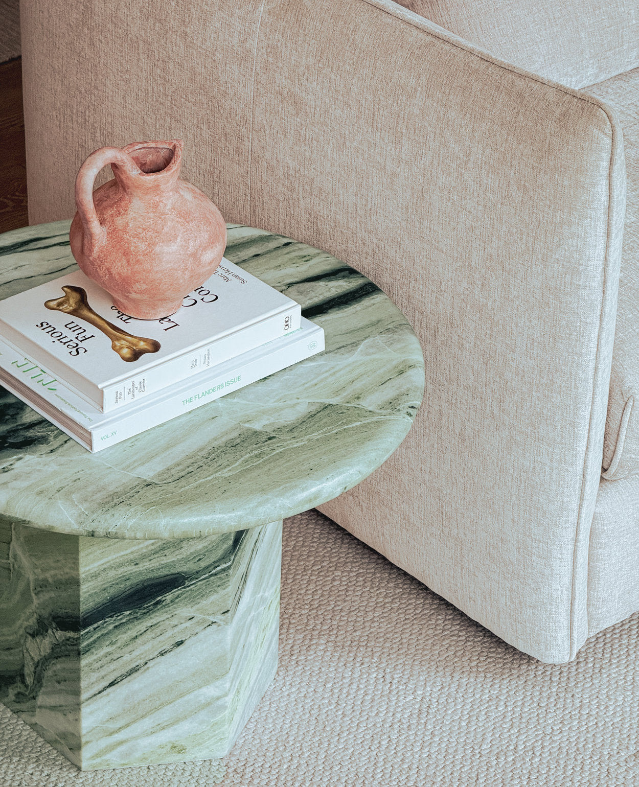 Paloma Round Side Table - Himalayan Green Marble