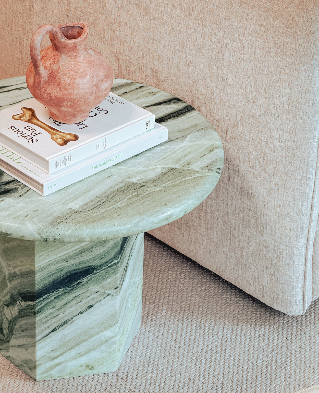 Paloma Round Side Table - Himalayan Green Marble