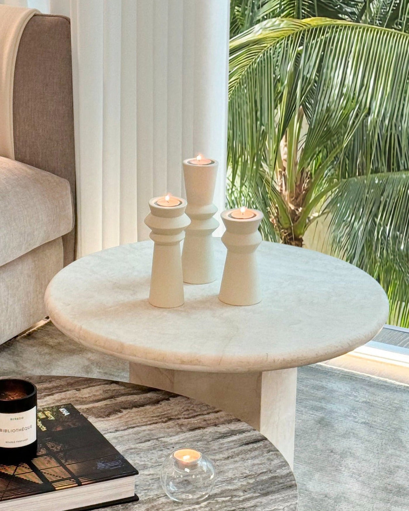 [NEW] Paloma Round Coffee Table - Ivory Travertine
