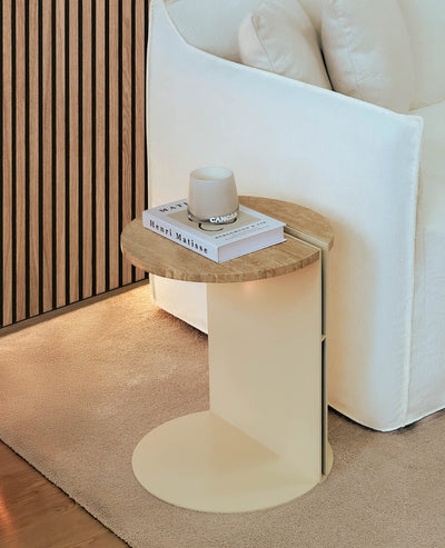 [NEW] Rivia Round Side Table - Cream