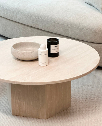 [NEW] Rivoli Round Coffee Table - Ivory Travertine