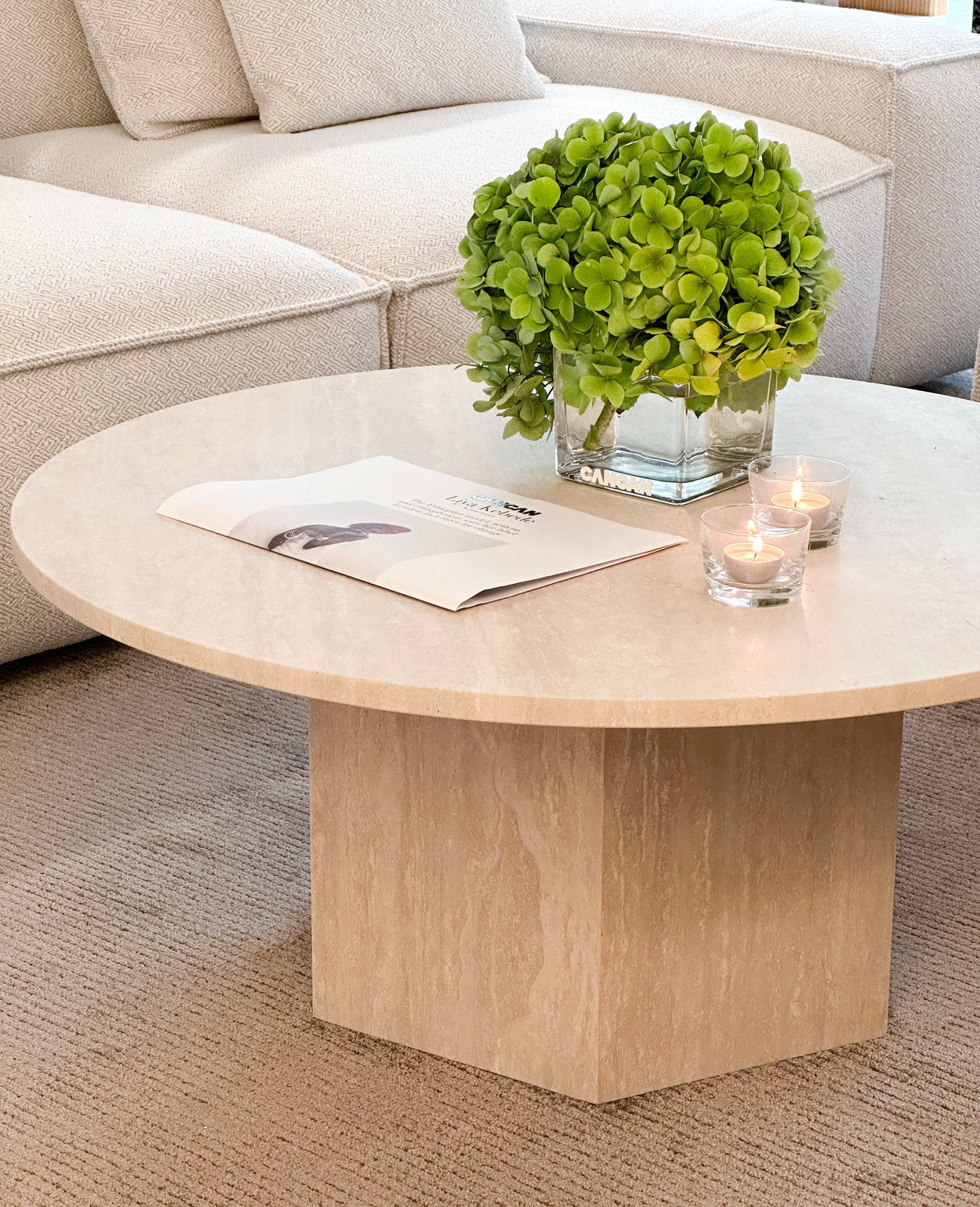 [NEW] Rivoli Round Coffee Table - Ivory Travertine