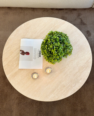 [NEW] Rivoli Round Coffee Table - Ivory Travertine