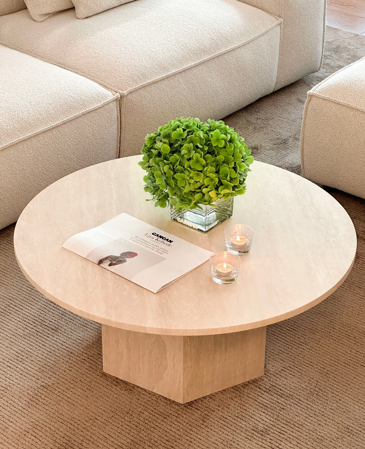 [NEW] Rivoli & Paloma Travertine Coffee Table - Nesting Pair