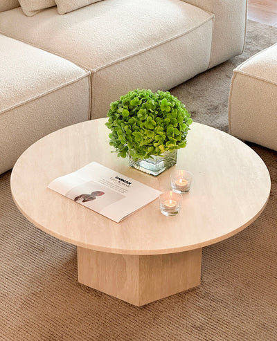 [NEW] Rivoli & Paloma Travertine Coffee Table - Nesting Pair