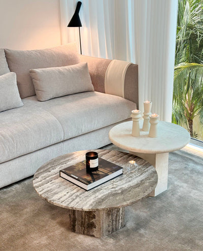 [NEW] Rivoli & Paloma Travertine Coffee Table - Nesting Pair