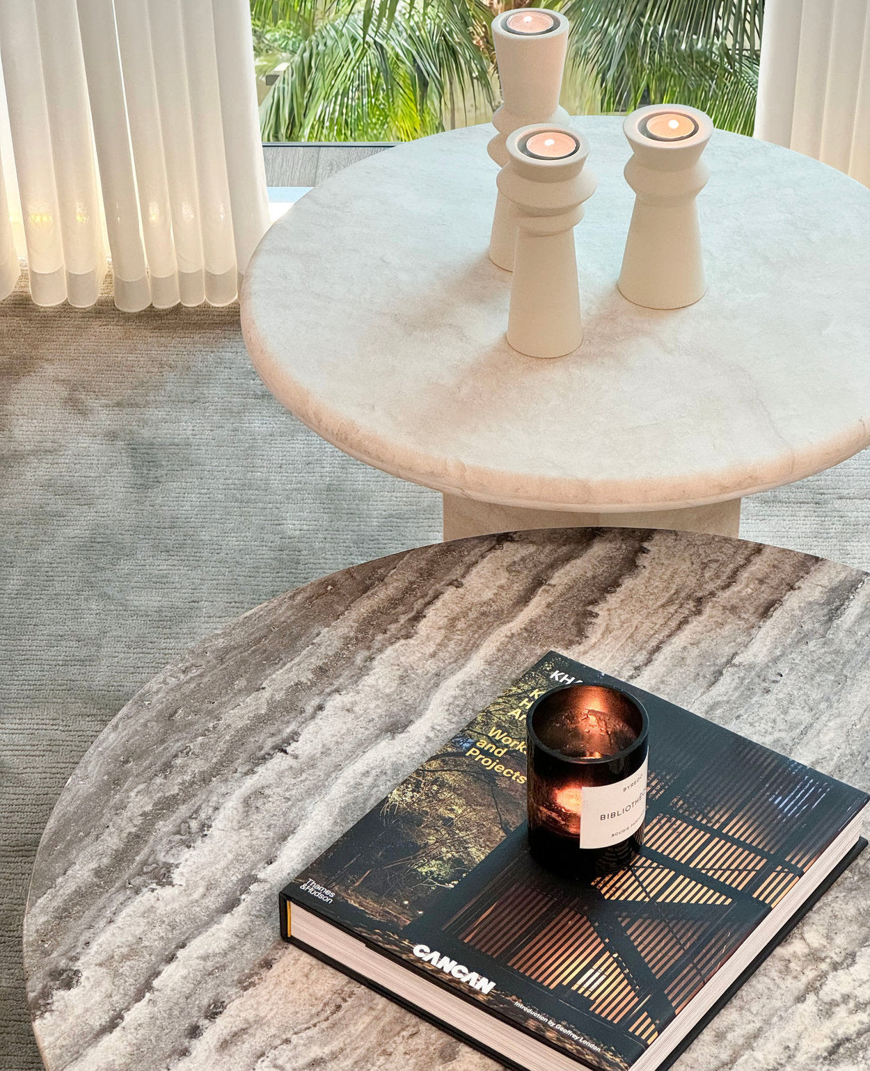 [NEW] Rivoli & Paloma Travertine Coffee Table - Nesting Pair