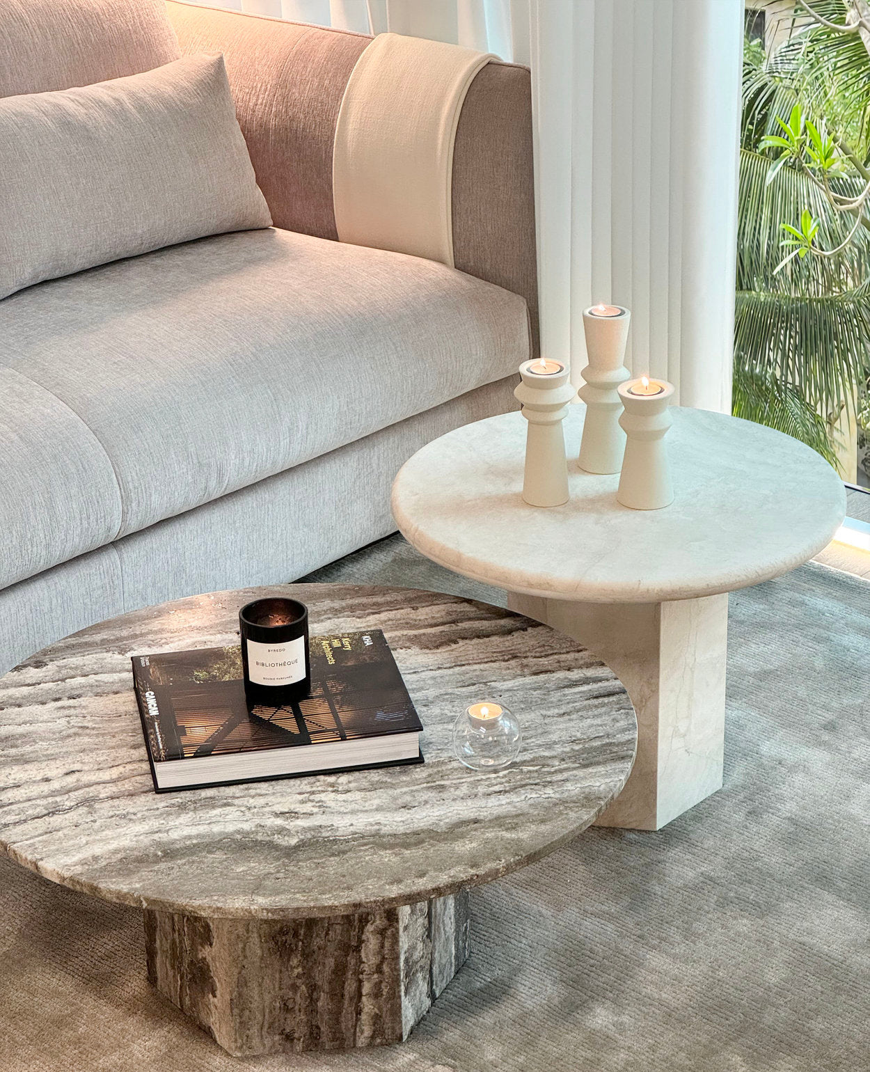 [NEW] Rivoli & Paloma Travertine Coffee Table - Nesting Pair