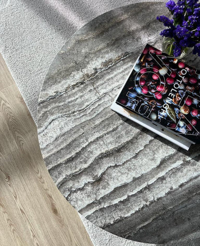 [NEW] Rivoli Round Coffee Table - Silver Travertine