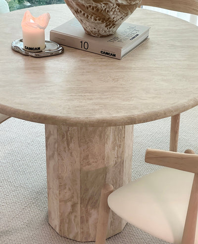 [NEW] Sandro Round Travertine Dining Table