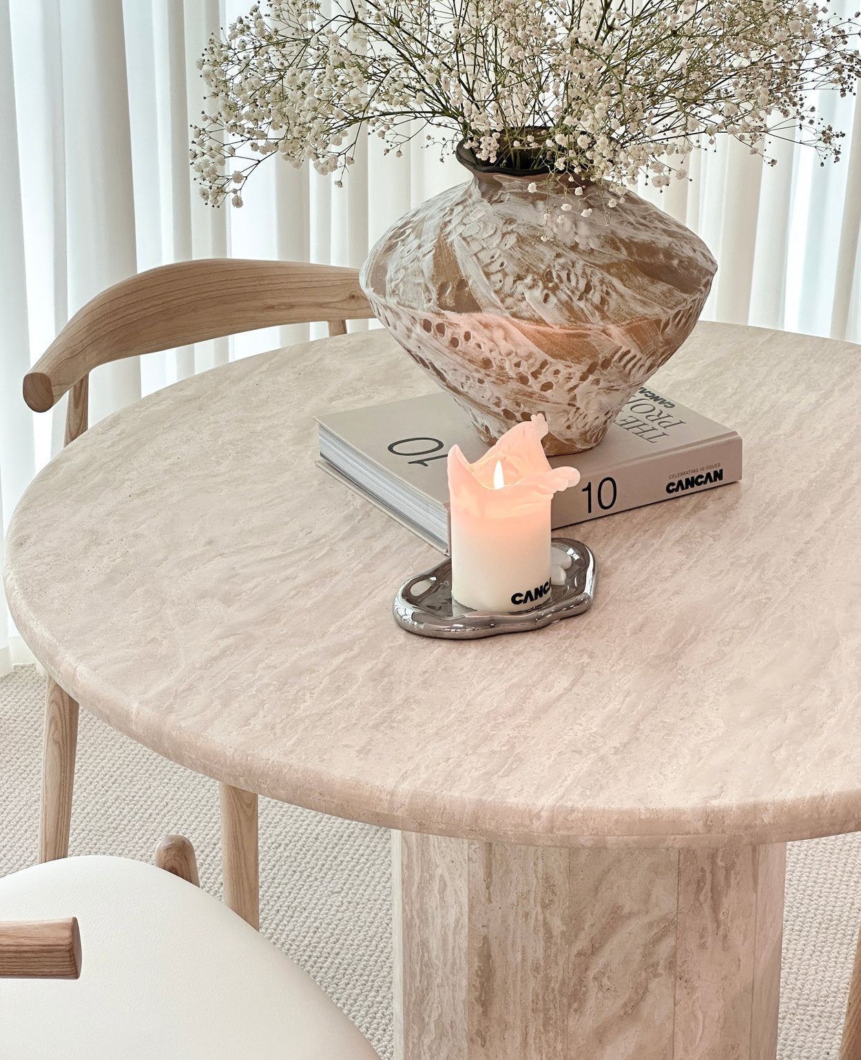 [NEW] Sandro Round Travertine Dining Table