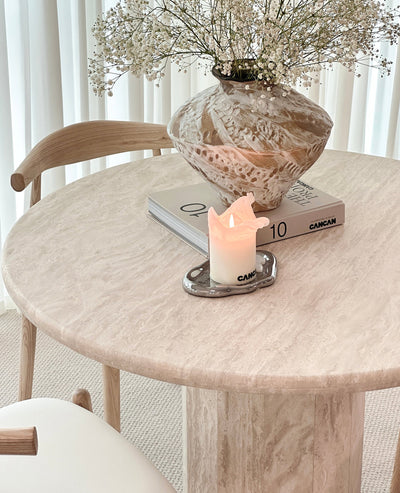 [NEW] Sandro Round Travertine Dining Table