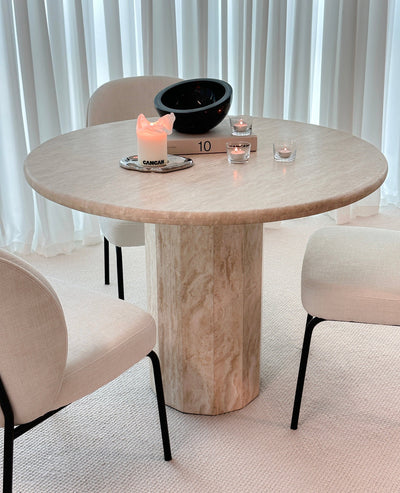 [NEW] Sandro Round Travertine Dining Table