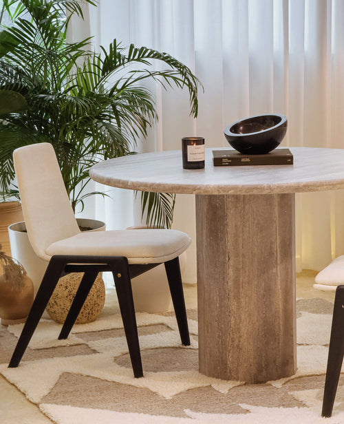 Sandro Silver Travertine Dining Table