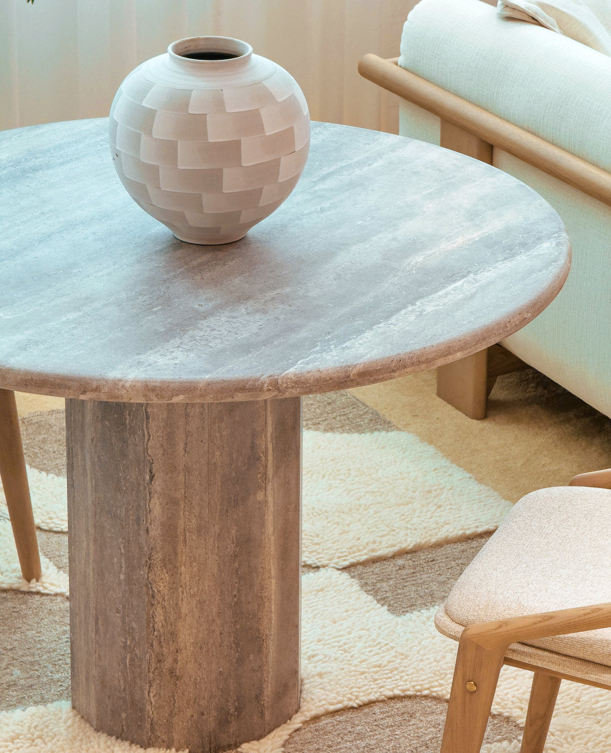 Sandro Silver Travertine Dining Table