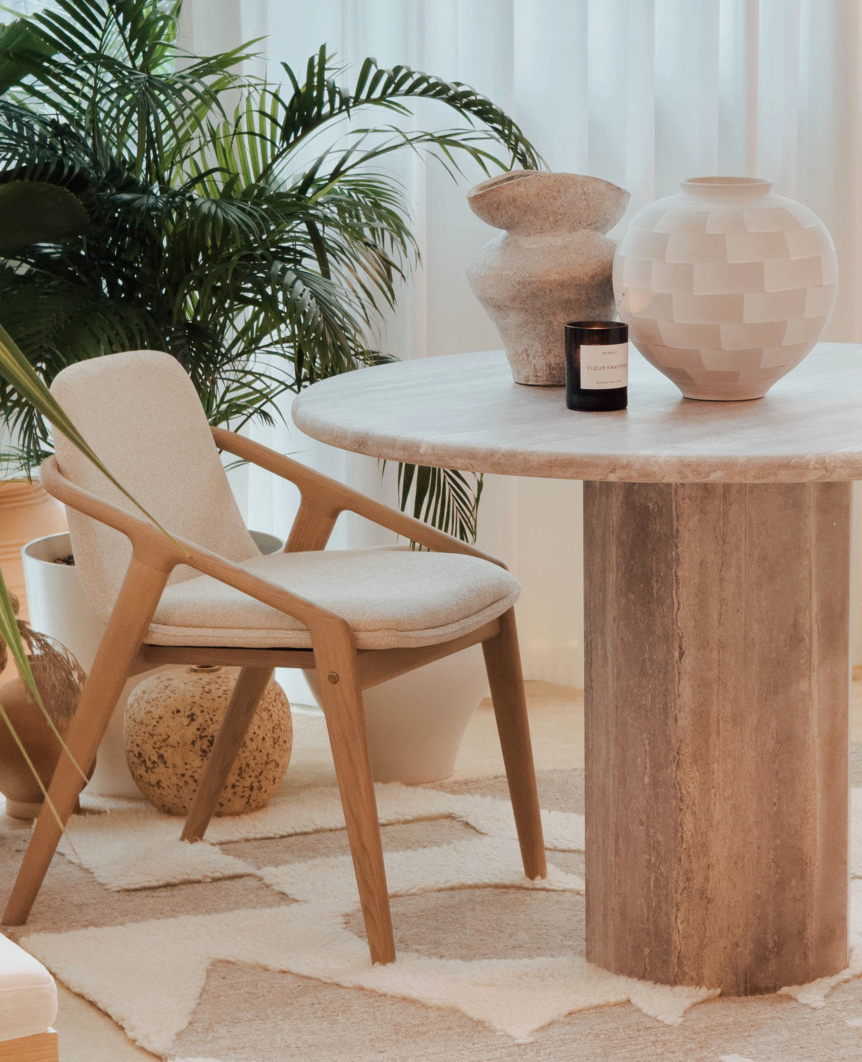 Sandro Silver Travertine Dining Table