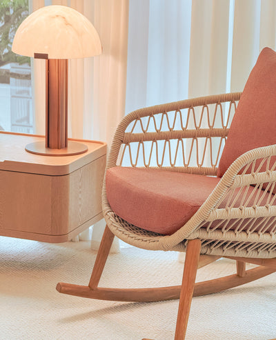[NEW] Selene Table Lamp – Sculptural Dome Light in Alabaster & Brushed Metal