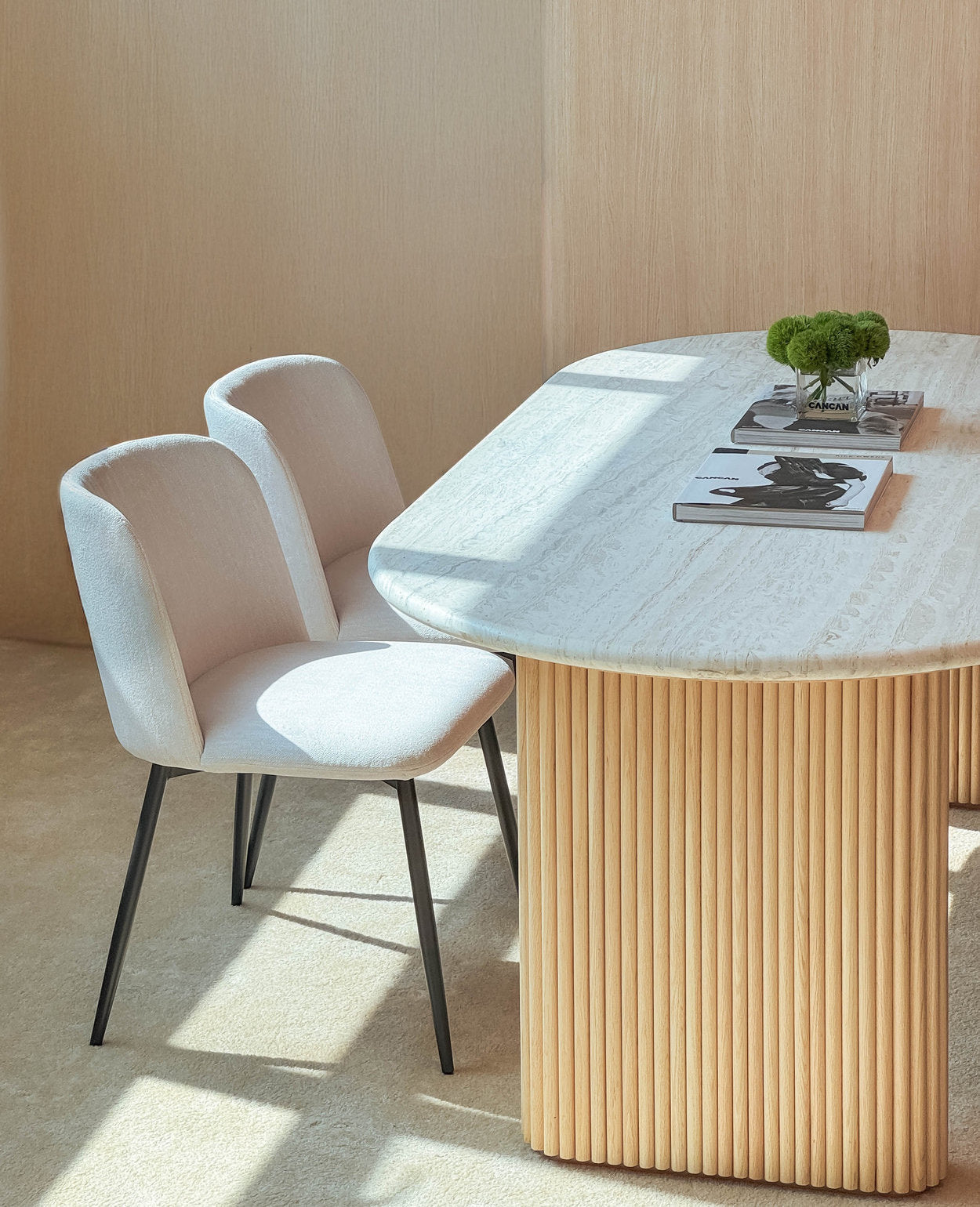 Thierry Travertine Dining Table - Whitewash Leg